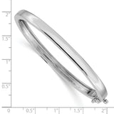 14k White Gold 5.3mm Polished Solid Hinged Oval Bangle Bracelet XB259