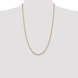 14K 26 inch 3mm Diamond-cut Round Open Link Cable with Lobster Clasp Chain PEN206