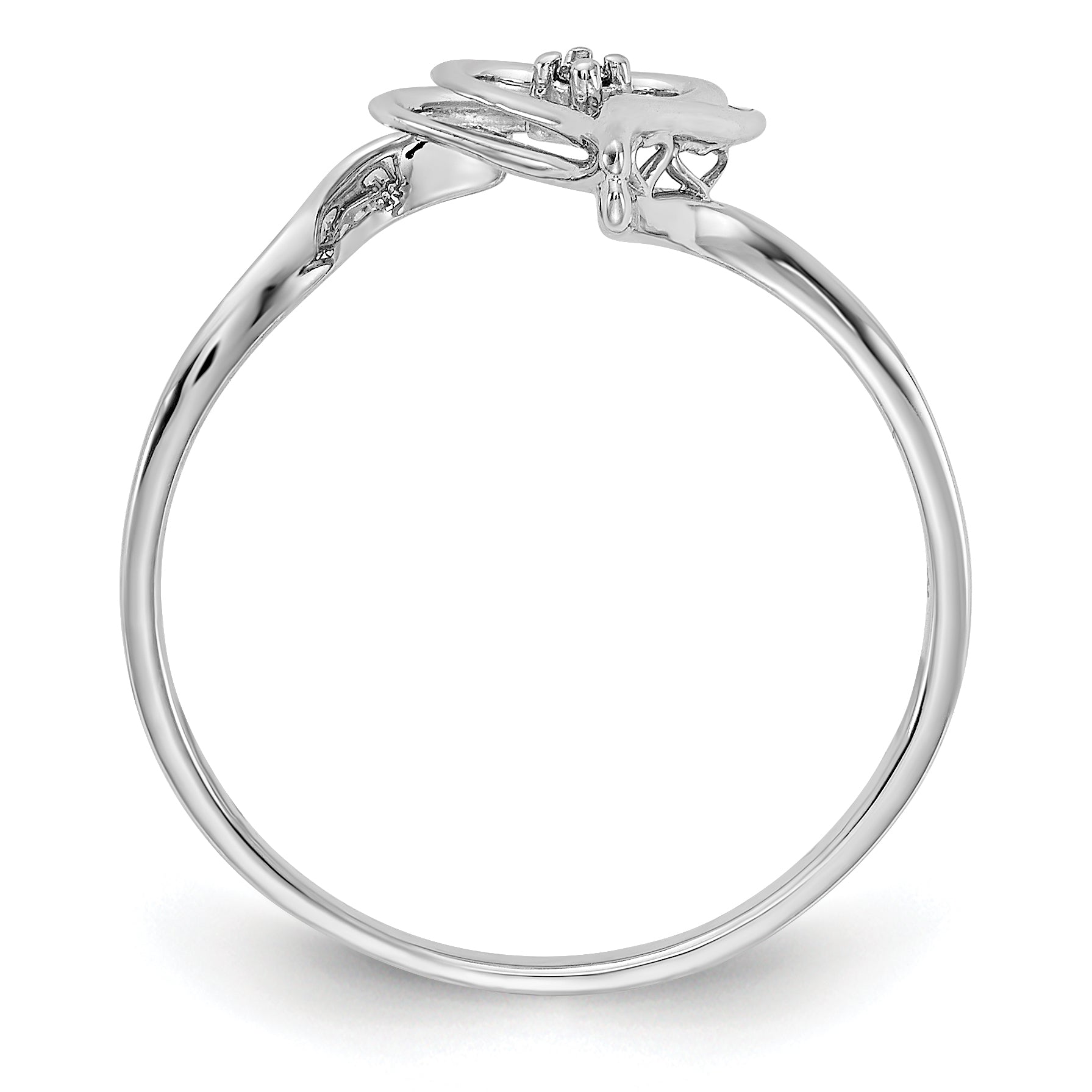 14k White Gold Polished AAA Diamond Heart Ring Y4178AAA