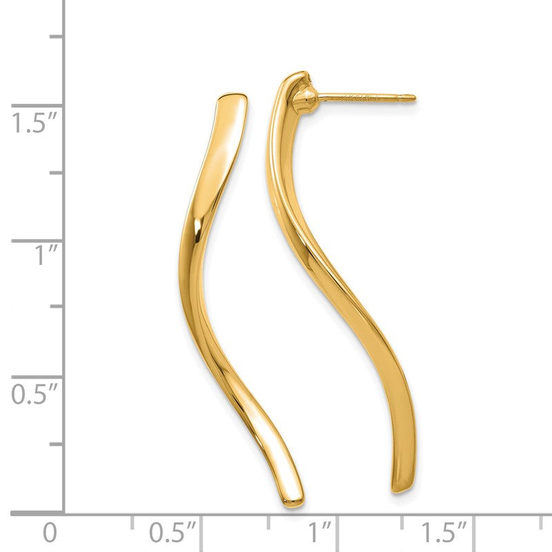 14k Polished Long Curled Post Earrings XY1011