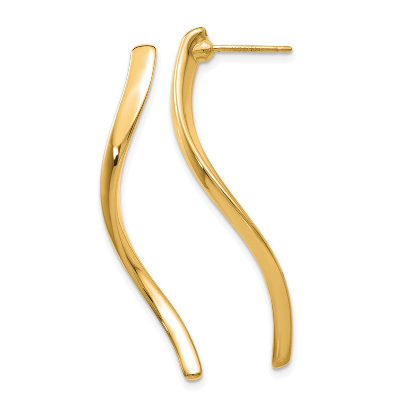 14k Polished Long Curled Post Earrings XY1011