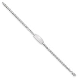 14k White Gold Polished Solid Chain/Solid Plate Anchor Link Oval 18.5x8mm Plate 5.5 inch Baby/Child ID Bracelet LID86W