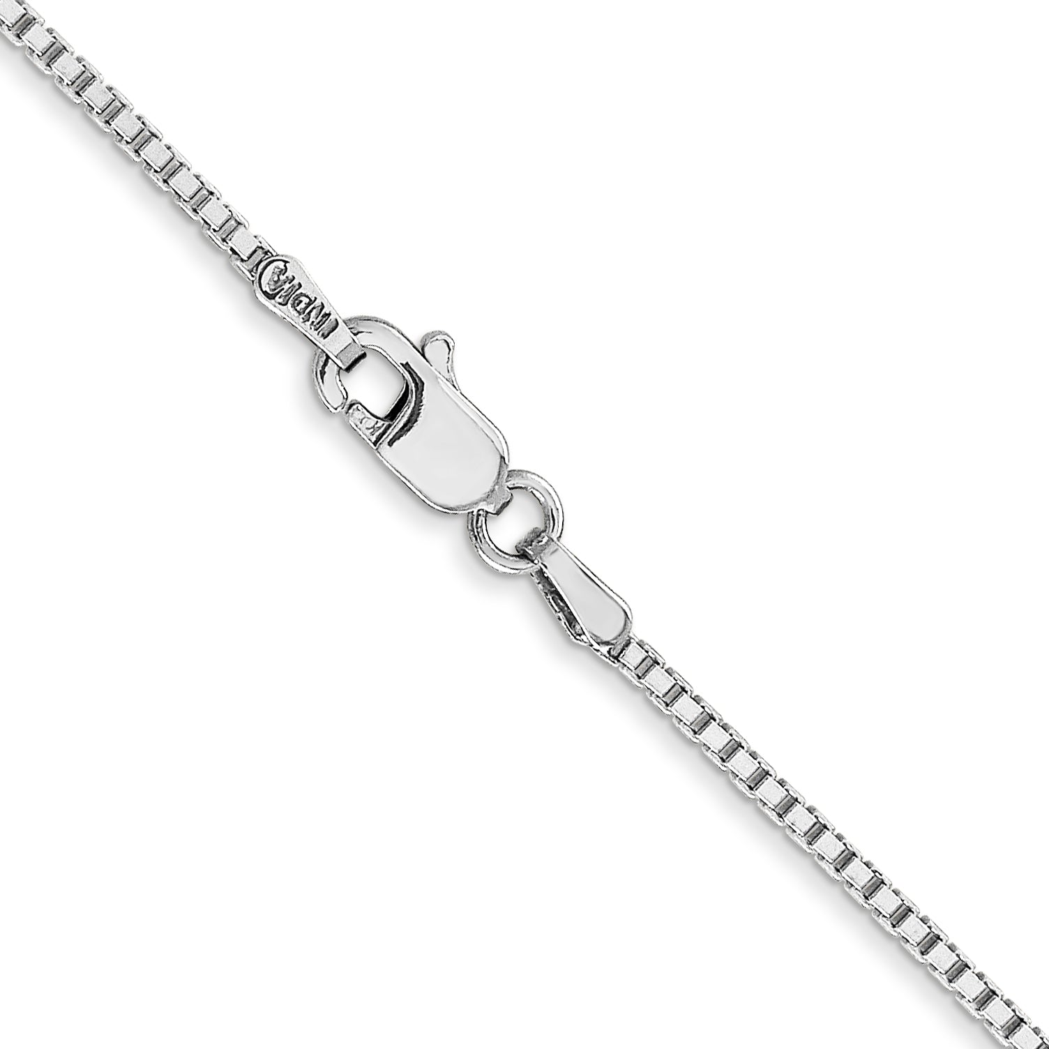 14K White Gold 14 inch 1.4mm Box with Lobster Clasp Chain WLB125