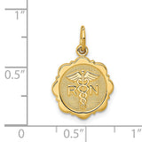 14k RN Registered Nurse Textured Back Disc Charm C1784