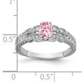 14k White Gold 6x4mm Oval Pink Tourmaline and 1/10 carat AAA Diamond Ring Y2065PT/AAA