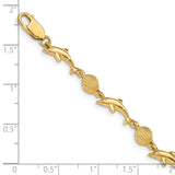 14K Polished Dolphin and Sea Shell 7 inch Bracelet FB1246