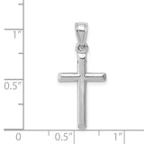14k White Gold Hollow Cross Pendant D3163