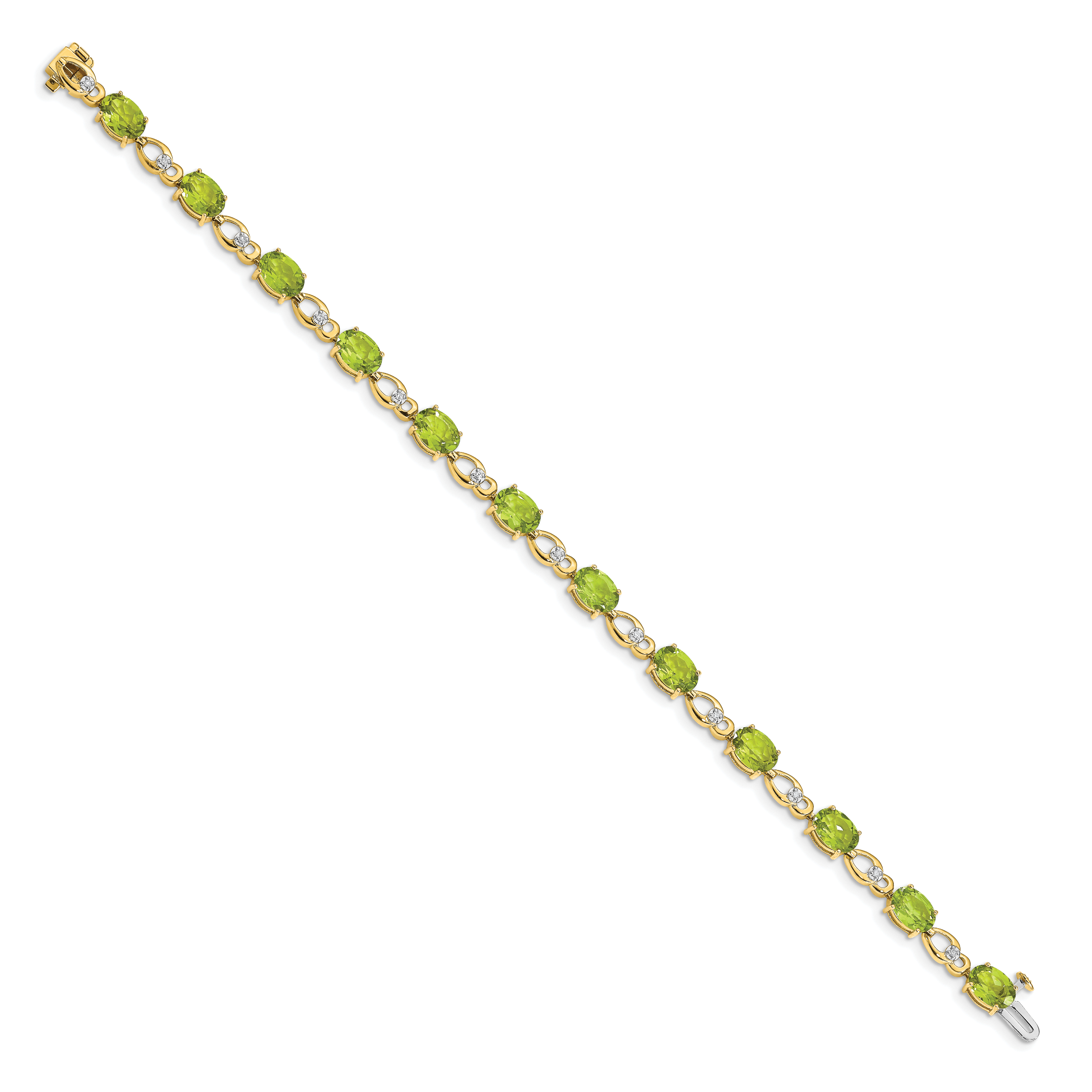 14k Complete Oval Amethyst and Diamond Fancy Link 7 inch Bracelet BM4496