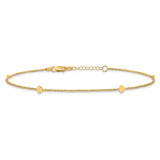 14K Polished Hearts 4-Station 10 inch Plus 1 inch Extender - Total 11 inch Anklet ANK305