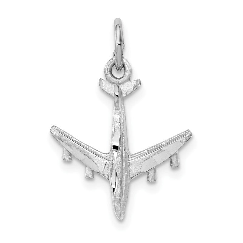14k White Gold 3-D Airplane Charm D1228