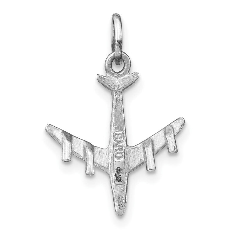 14k White Gold 3-D Airplane Charm D1228