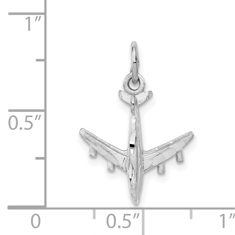 14k White Gold 3-D Airplane Charm D1228