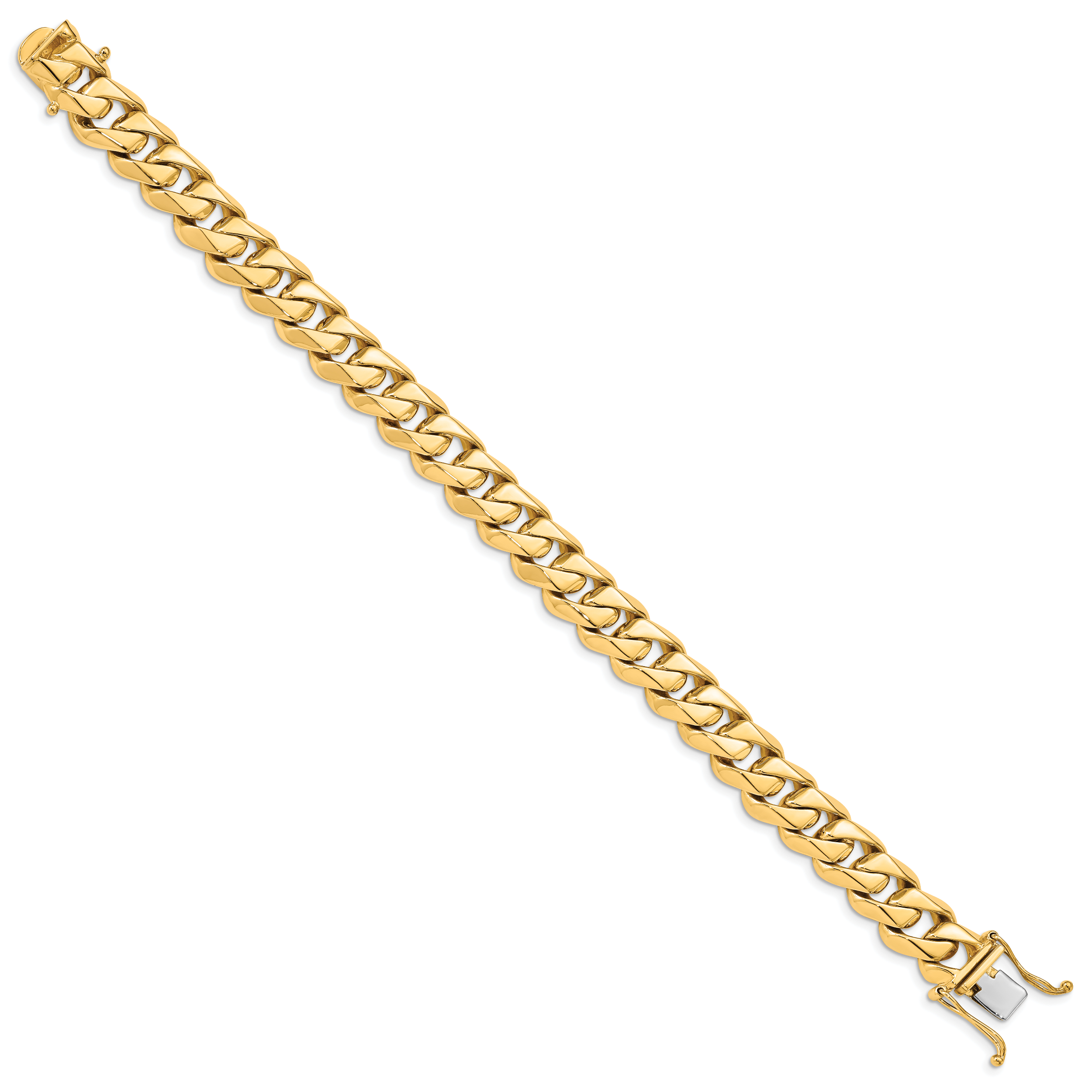 14K 20 inch 11mm Hand Polished Fancy Traditional Link with Box Catch Clasp Chain LK120