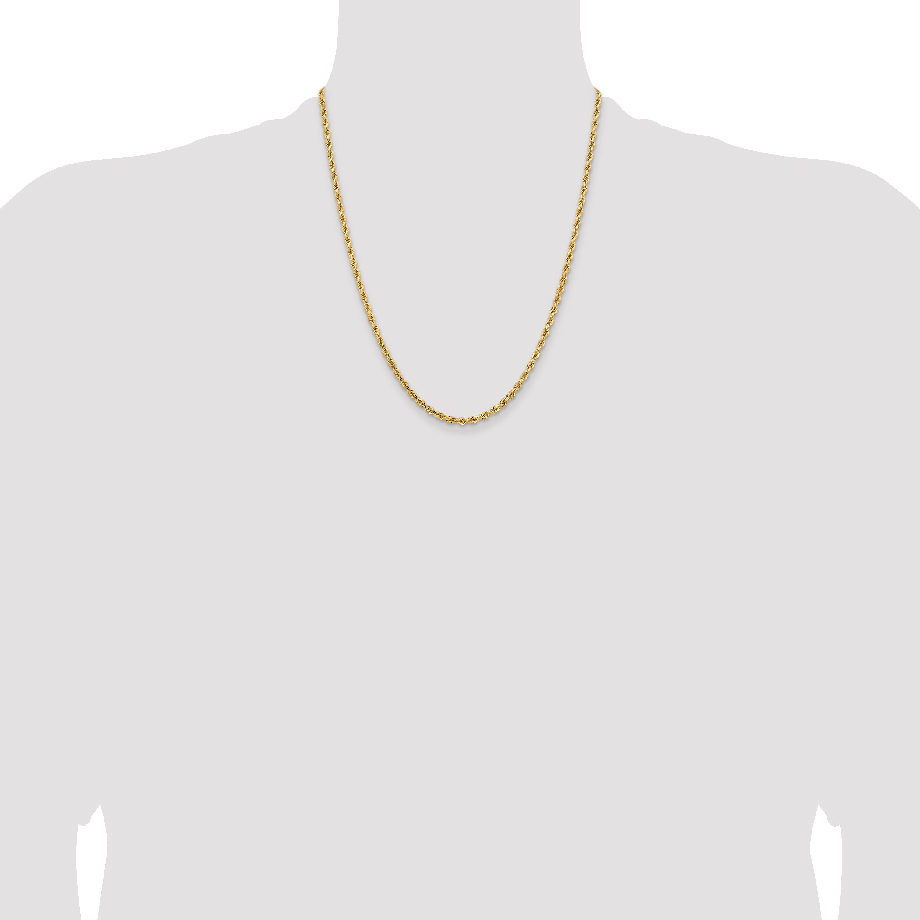 14K 26 inch 3.25mm Diamond-cut Rope with Lobster Clasp Chain 024L