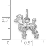14k White Gold Solid 3-D Poodle Dog Charm K1004