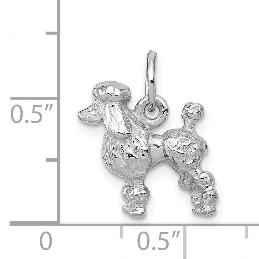 14k White Gold Solid 3-D Poodle Dog Charm K1004