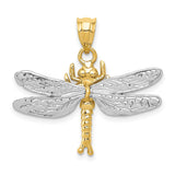 14k Two-tone Dragonfly Pendant D294