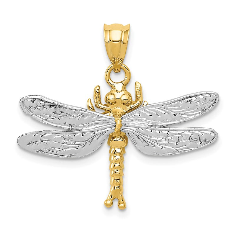 14k Two-tone Dragonfly Pendant D294