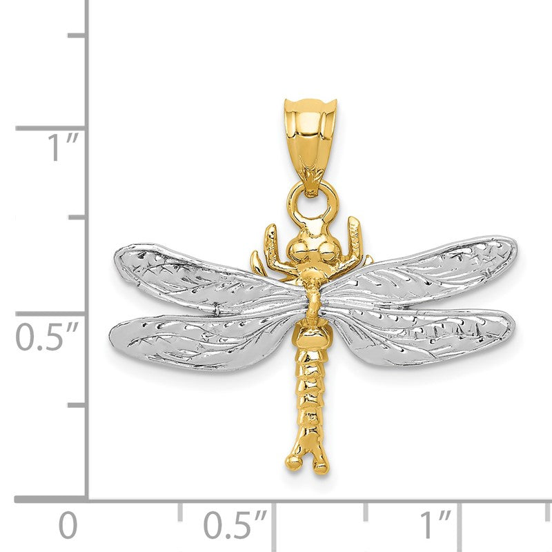 14k Two-tone Dragonfly Pendant D294