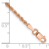 14K Rose Gold 10 inch 2mm Diamond-cut Rope with Lobster Clasp Anklet 016R