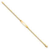 14k Polished Semi-Solid Chain/Solid Plate Cuban Link Soft Diamond Shape 19.5x5.5mm Plate 6 inch Baby/Child ID Bracelet DCID132C