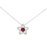 14K White Gold Star Slide Tourmaline & Diamond Pendant
