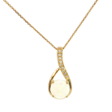 14K Yellow Gold Round Opal & Diamond Pendant Necklace (18")