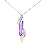 14kt White Gold 3.35ct Amethyst & 0.11ct Diamond Geometric Necklace