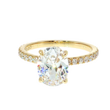 Oval Halo Ring Semi-Mount with Diamond Prongs | 14K Gold