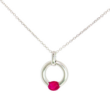 14K White Gold Oval Ruby Solitaire Pendant Necklace