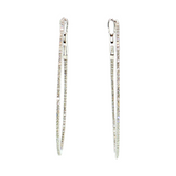 14K White Gold 0.54 TWT Round Diamond Hoop Earrings