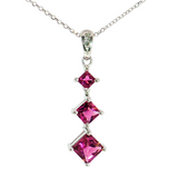 14K White Gold Three-Stone Tourmaline Pendant Necklace (1.00 TCW)