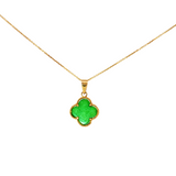 Lady's 14kt Gold Natural Jade Clover Pendant