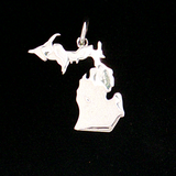 Sterling Silver Michigan State Pendant Charm 30mm