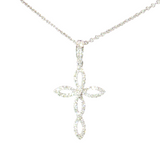 14K White Gold Diamond Cross Pendant Necklace (0.25 TWT)