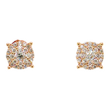 14k Rose Gold 0.50ctw Diamond Cluster Stud Earrings