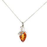 2.85 Ct Pear Citrine & Diamond Pendant in 14K White Gold | 18" Chain