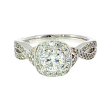 18K White Gold 0.90 TWT Round Diamond Engagement Ring
