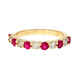 14K Yellow Gold Ruby & Diamond Shared Prong Ring (1.02 TCW)