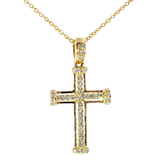 14K Yellow Gold Diamond Cross Necklace 16" | 0.17ctw
