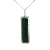 14K White Gold Blue-Green Tourmaline Geometric Pendant (16.44ct)