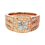 1.50 CTW Multi-Shape Diamond Wedding Set in 14K Rose Gold