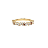 14K Yellow Gold Alternating Round & Marquise Diamond Band Size 6.5