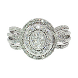 1/2 CT. T.W. Oval Cluster Diamond Engagement Ring in 10K White Gold