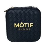 Blue Woven Motif Jewelers Branded Jewelry Travel Box