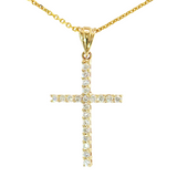 14K Yellow Gold Diamond Cross Necklace 18" | 0.42ctw