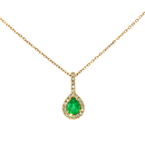 Lady's 14kt Yellow Gold Pear Emerald Pendant Necklace